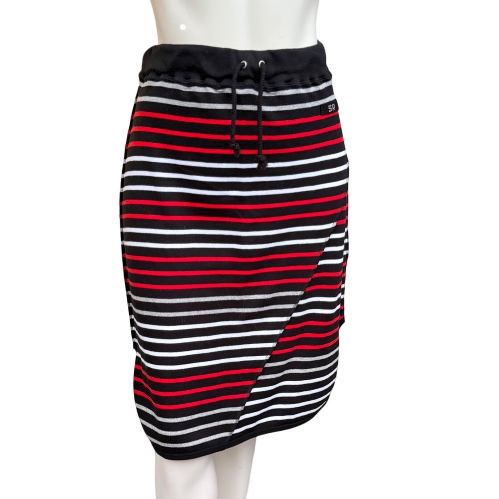 Sonia‎ Rykiel Striped  100% Cotton Skirt Knee Length Red Black White Nautical  M